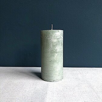 Candle 15 cm metallic green