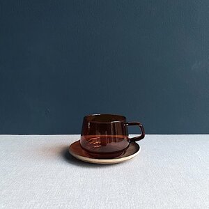 Cast Amber/Sepia cup/saucer
